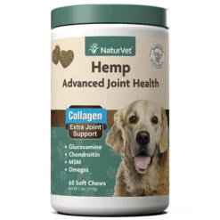 Naturvet Hemp Advanced Joint Health Soft Chews Hip And Joint Dog Supplements - 60 Ct Bottle