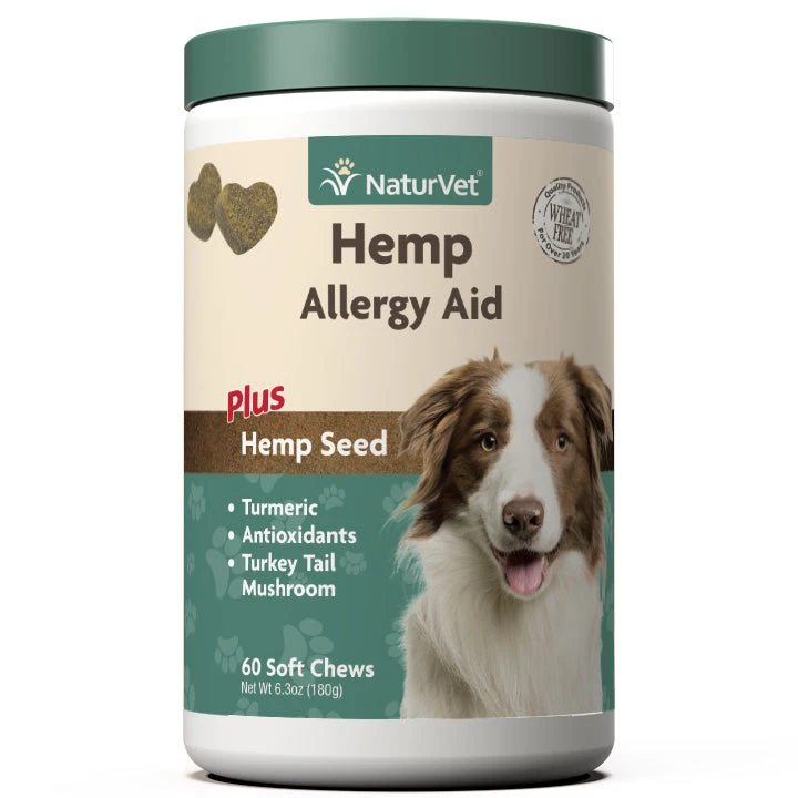 Naturvet Hemp Allergy Aid Plus Hemp Seed Soft Chew Cat And Dog Supplements - 60 Ct Jar 3 Naturvet Hemp Allergy Aid Plus Hemp Seed Soft Chew Cat And Dog Supplements - 60 Ct Jar
