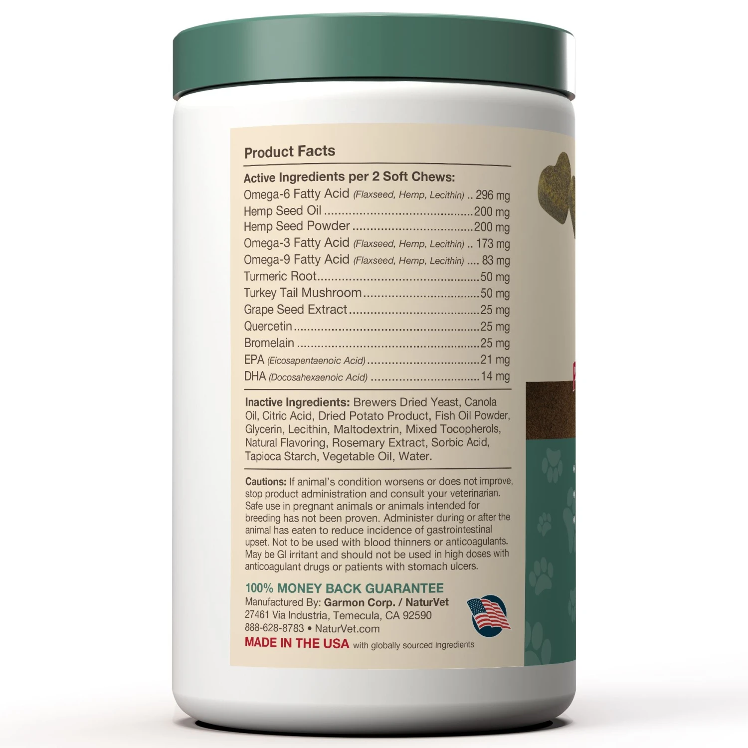 Naturvet Hemp Allergy Aid Plus Hemp Seed Soft Chew Cat And Dog Supplements - 60 Ct Jar 4 Naturvet Hemp Allergy Aid Plus Hemp Seed Soft Chew Cat And Dog Supplements - 60 Ct Jar - Image 2