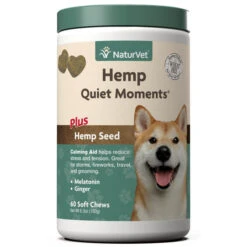 Naturvet Hemp Quiet Moments Plus Hemp Seed Soft Chew Cat And Dog Supplements - 60 Ct Jar