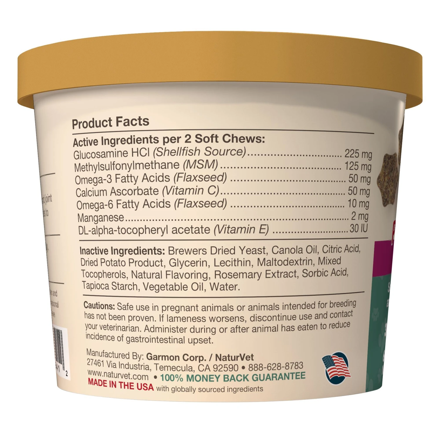 Naturvet Hip & Joint Plus Omegas Soft Chew Cat Chewy Supplements - 60 Ct Cup 4 Naturvet Hip & Joint Plus Omegas Soft Chew Cat Chewy Supplements - 60 Ct Cup - Image 2