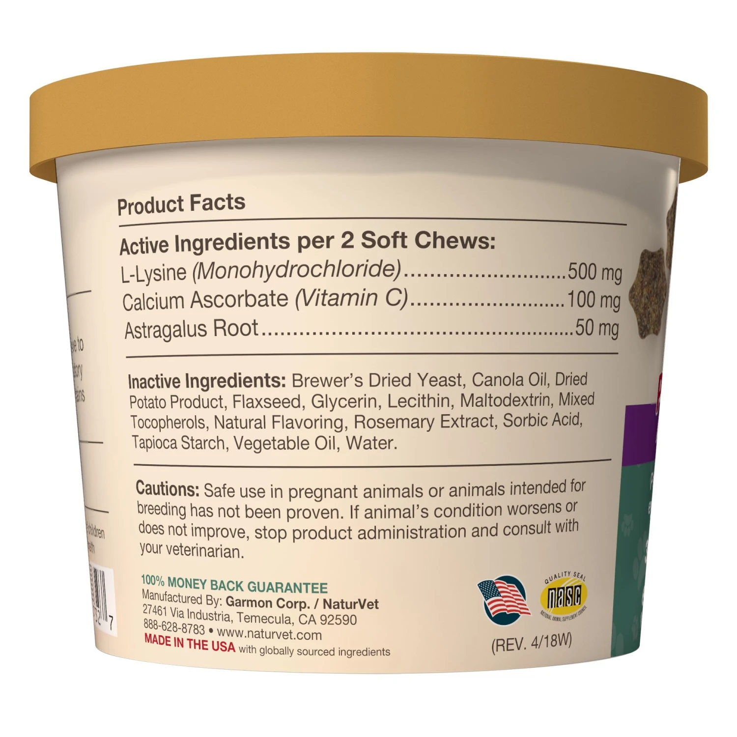 Naturvet L-Lysine Immune Support Plus Antioxidants Cat Chewy Supplements - 60 Ct Cup 4 Naturvet L-Lysine Immune Support Plus Antioxidants Cat Chewy Supplements - 60 Ct Cup - Image 2
