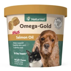 Naturvet Omega Gold Plus Salmon Oil Soft Chew Cat And Dog Supplements - 90 Ct Cup
