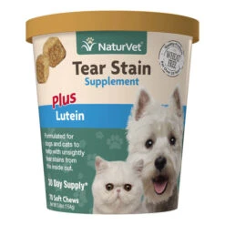 Naturvet Tear Stain Plus Lutein Soft Chews Cat And Dog Tear Stain Remover - 70 Ct Cup