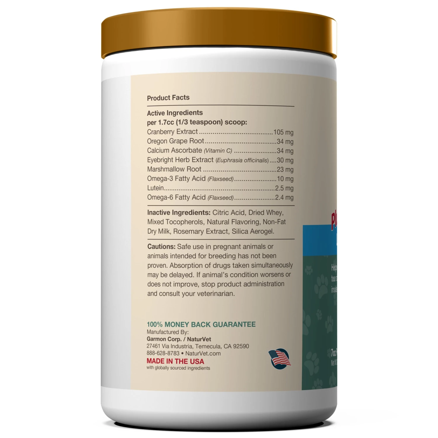 Naturvet Tear Stain Supplement Powder Cat And Dog Tear Stain Remover - 200g Jar 4 Naturvet Tear Stain Supplement Powder Cat And Dog Tear Stain Remover - 200g Jar - Image 2