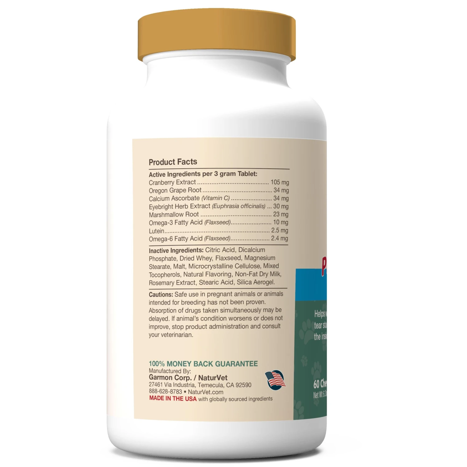 Naturvet Tear Stain Supplement Tablets Cat And Dog Tear Stain Remover - 60 Ct Bottle 4 Naturvet Tear Stain Supplement Tablets Cat And Dog Tear Stain Remover - 60 Ct Bottle - Image 2