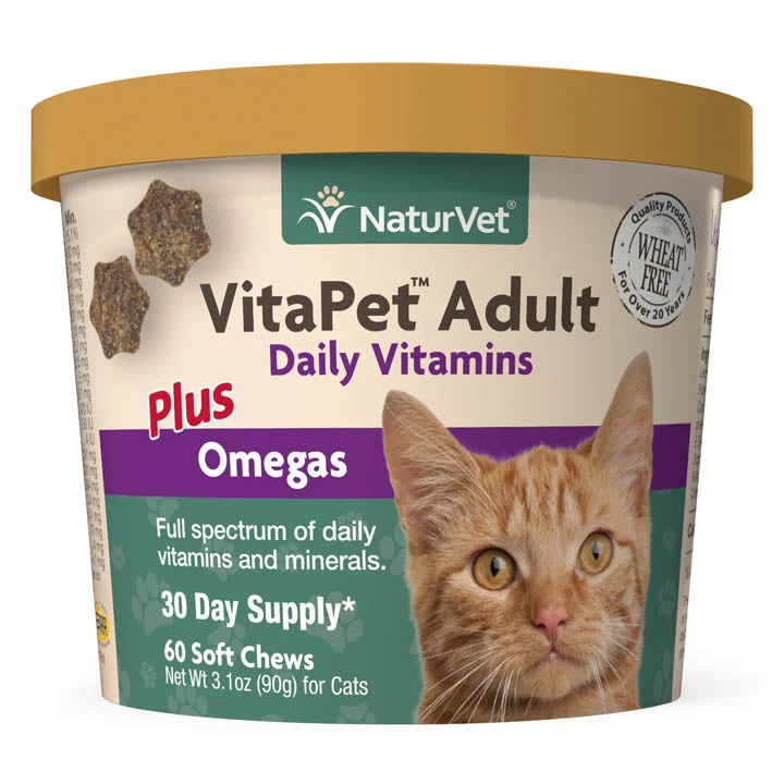 Naturvet VitaPet Adult Plus Omegas Cat Chewy Supplements - 60 Ct Cup 3 Naturvet VitaPet Adult Plus Omegas Cat Chewy Supplements - 60 Ct Cup